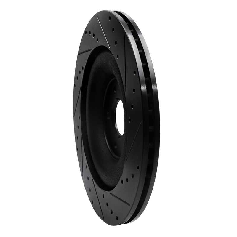 Jaguar XFR Brake Rotor (1) - Rear Left - R1 Concepts - Drilled & Slotted - Black - `10-`24